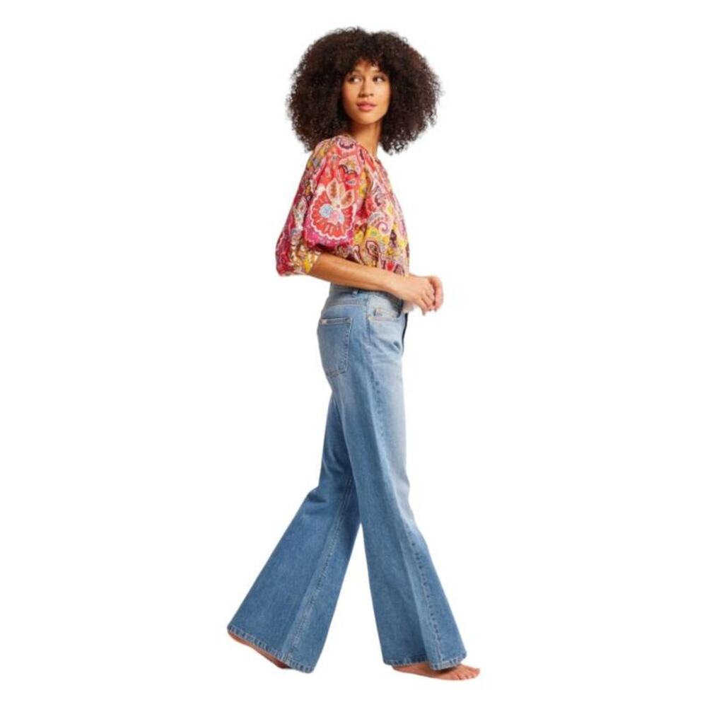 Mille Thalia Short Sleeve Peasant Top Zanzibar XS NWT Boho Chic Festival - Picture 3 of 5